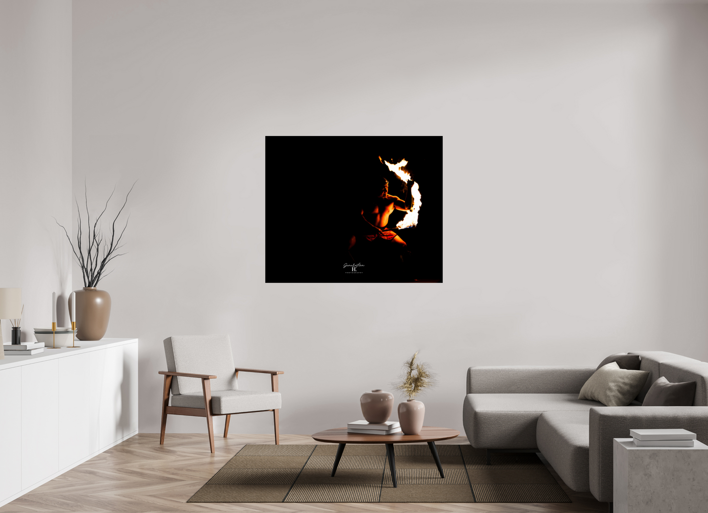 51.9 x 43″, Photo Print Under Acrylic Glass Carry the Fire