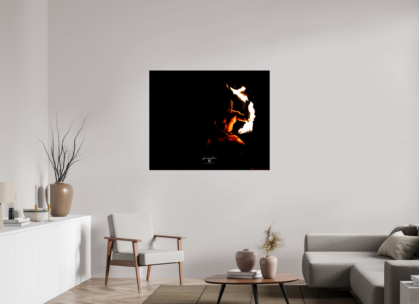 47.1 x 39″, Photo Print Under Acrylic Glass Carry the Fire